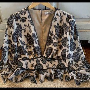 Boho Floral Peplum Blouse, NWOT